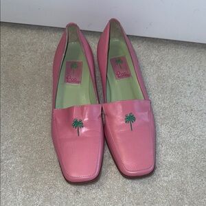 Vintage Lilly Pulitzer Pink Flats with Palm Embroidery